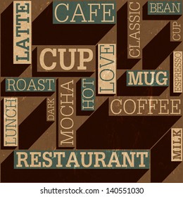 Fondo retro sin fisuras con temática de café, vector