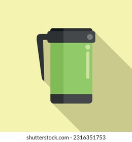 Coffee thermo cup icon flat vector. Reusable mug. Water tea