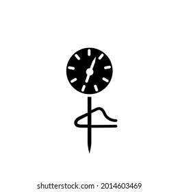 Coffee thermometer glyph icon. Professional tool for measuring drink and food temperature. Black silhouette symbol. Isolated vector stock illustration