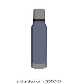 Coffee thermos flat square icon