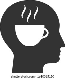 Coffee thinking vector icon. Flat Coffee thinking symbol is isolated on a white background.