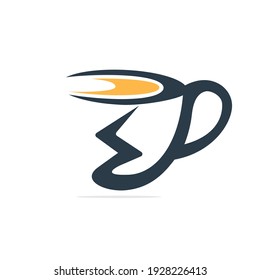 Kaffee- und Donner-Logo-Design. Design des Coffee Power Energy Logos.