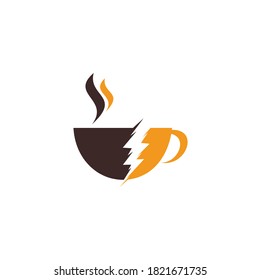 Coffee and thunder logo design design template vector.