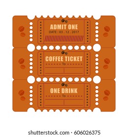 coffee ticket on white background vector