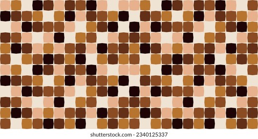 Coffee tiles made from repeating mosaics. Double brown squares, same tile. For print and decoration, textiles, wallpapers, surfaces.