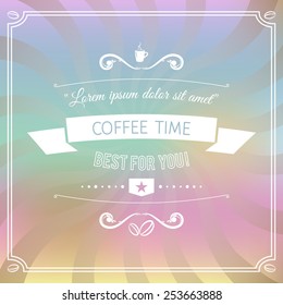 Coffee Time Abstract Background Card.  Vector. Blank template.