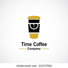 Coffee time abstract vector and logo design or template cafe business icon of company identity symbol concept
