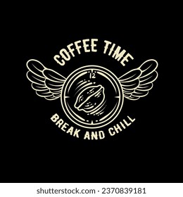 Coffee time artwork with coffee beans and wing concept