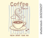 Coffee time artwork, Breakfast club. Breakfast time vector design. Morning time artwork Retro coffee Graphic Design for T-shirt Street Wear, and Urban Style. Retro typography coffee club slogan