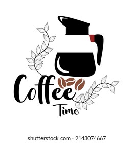 Coffee time background. Conceptual quote about the pleasure of drinking coffee during a break