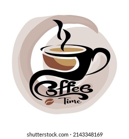 Coffee time background. Conceptual quote about the pleasure of drinking coffee during a break