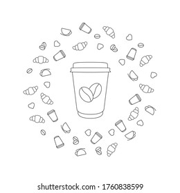 Pancarta de café pancarta cafetera afiche diseño de logo vectorial