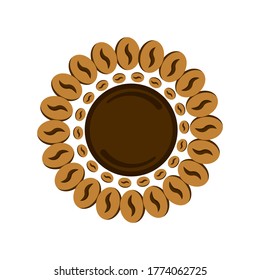 Coffee time with coffee beans frame and white background - Vector Illustration