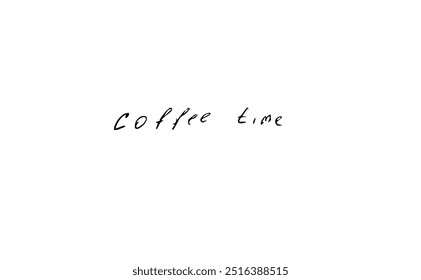 coffee time black outline sketch on white background