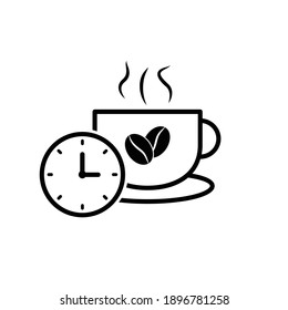 Coffee Time, Time For Break Icon Vector. Time For Coffee Logo