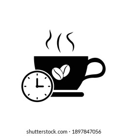 Coffee Time, Time For Break Icon Vector. Time For Coffee Logo