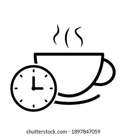 coffee time, time for break icon vector. timy for coffee