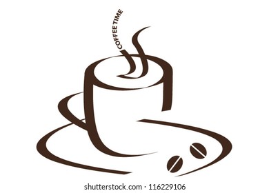 Coffee time brown illustration isolated on white background