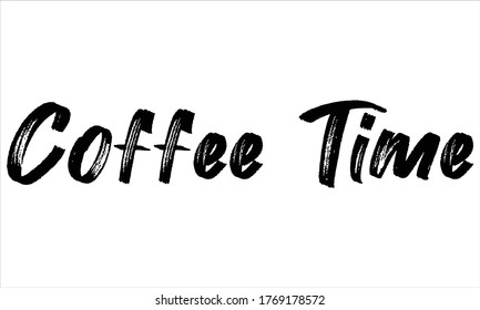 tiempo de café Pincel dibujado a mano escribir Texto tipográfico sobre fondo blanco 
