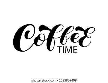 Grabado de pincel de tiempo de café. Ilustración de material vectorial para banner o afiche, decoración