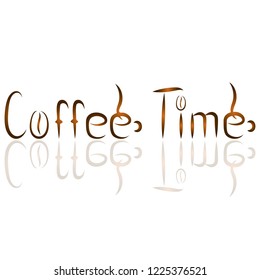 Coffee Time calligraphy Lettering Inscription. Coffee Time Concept. Isolated on White Background. Hand written postcard. Cute simple vector sign grunge style. Textile print