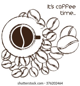 It's coffee time card. Vector illustration.
