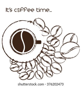 It's coffee time card. Vector illustration.