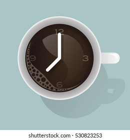Coffee time with clock concept