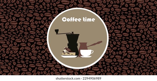 Hora del café. Imagen de color. Dibujado en el programa Adobe Illustrator. El dibujo está destinado a la impresión.