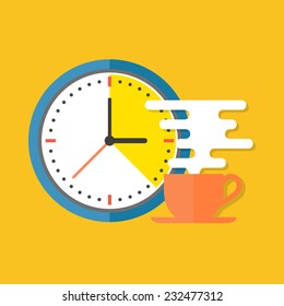 Coffee time concept. Colorful flat design icon.  Vector illustration