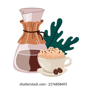Coffee time concept composition. Graphic design element illustration
