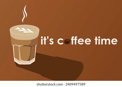 Kaffeezeitkonzept. Eine Tasse heißen Kaffee. Vektorgrafik.