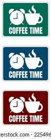 Coffee time concept design on transparent background. Time to have a coffee break, relax and cheer up.