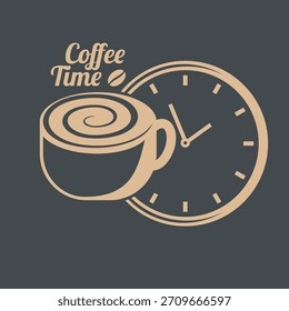 Plantilla de diseño de concepto de tiempo de café. Ilustración vectorial