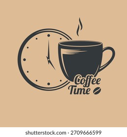 Plantilla de diseño de concepto de tiempo de café. Ilustración vectorial