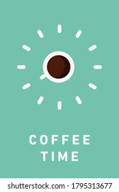 coffee time concept poster with green background