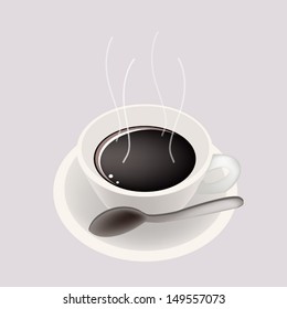 Coffee Time, A Cup of Black Coffee Served as A Beverage Without Cream or Milk on Retro Grey Background 