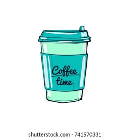 Coffee time, cup hand-drawn illustration