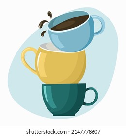 Coffee time. Cups of coffee  flat icon 