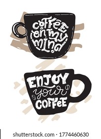 Coffee time - cute hand drawn doodle lettering art. Lettering for poster, banner, web, patter, background, t-shirt design.