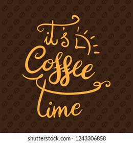 It's coffee time Cute Text Poster Illustration