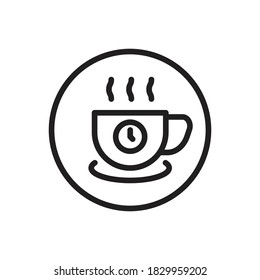 Coffee Time (Time and Date) icon outline vector. isolated on white background