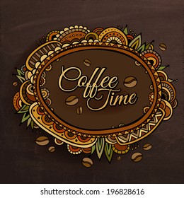 Coffee time decorative border label design. Vector illustration