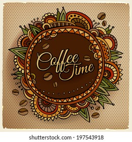 Coffee time decorative border label design. Vector illustration