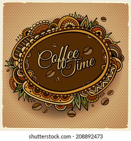 Coffee time decorative border label design. Vector illustration