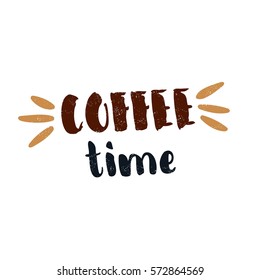 Coffee Time Decorative Hand Drawn Lettering Stock Vector (Royalty Free ...