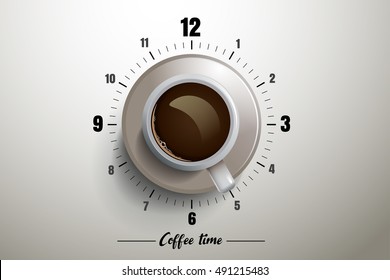Coffee time design with clock concept, vector illustration.