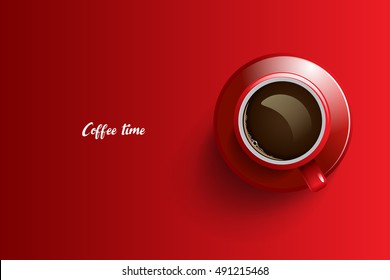 Coffee time design over red background, vector illustration.