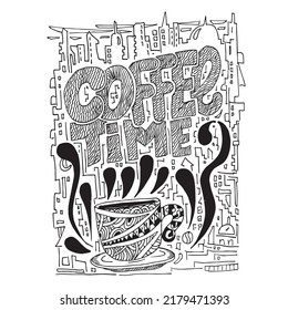 Coffee Time, doodle sketch and illustration