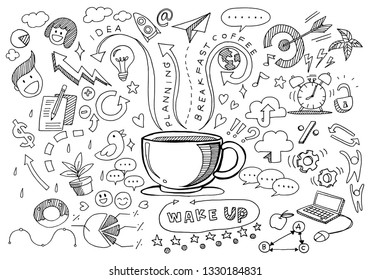 Coffee time doodles hand drawn